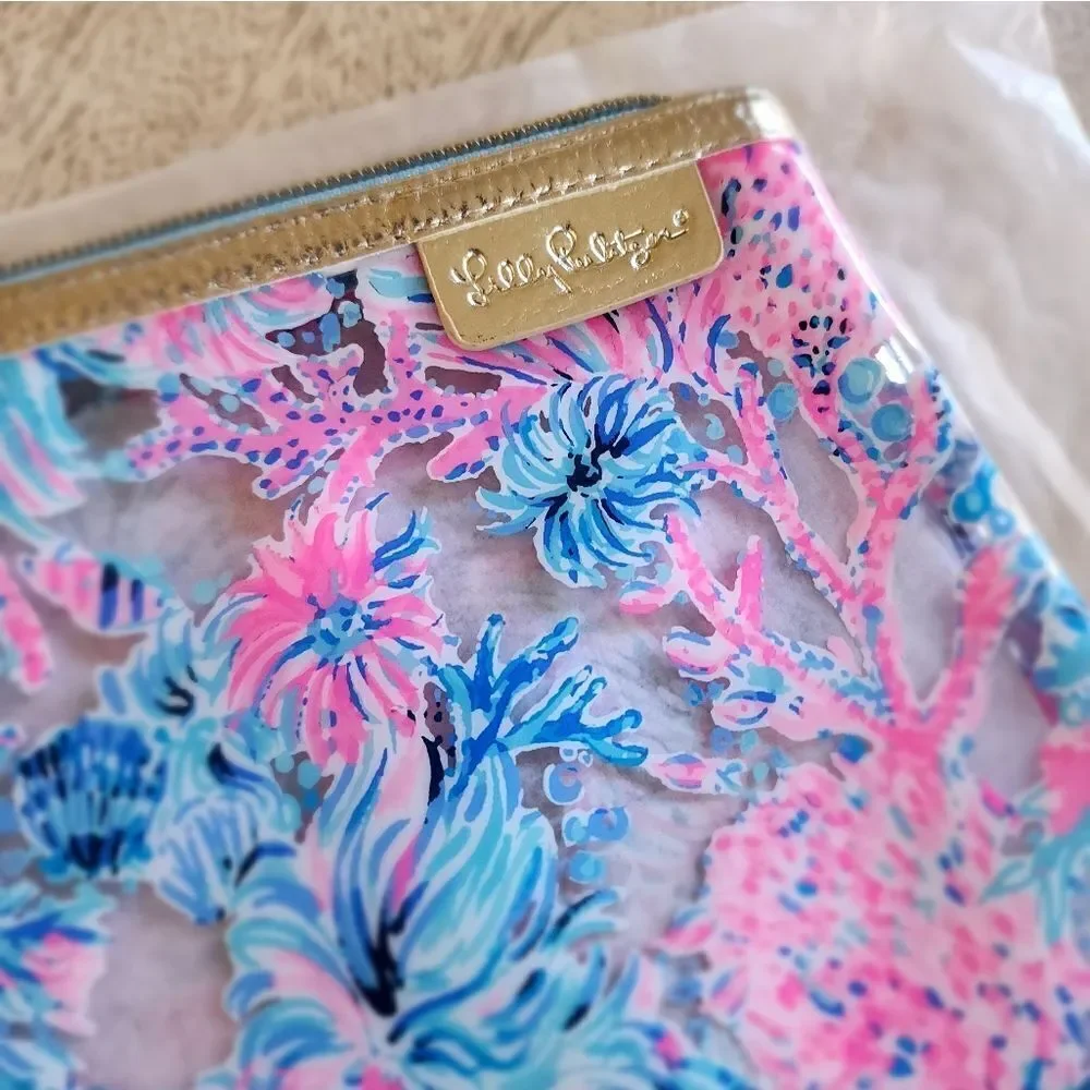 Lilly Pulitzer Pink and Blue Floral  Pouch